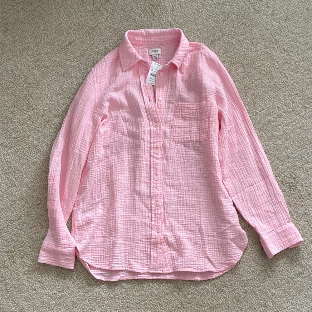 NWT J. Crew Factory Light Pink Gauze Button Down (Petite Small)